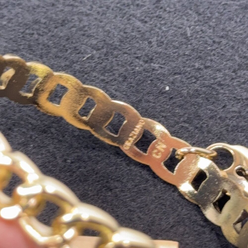 Graziano Gold Tone Bangle Bracelets Lot of 3 Rhinestones Open Link Lock Sz 8.5" - Picture 8 of 9